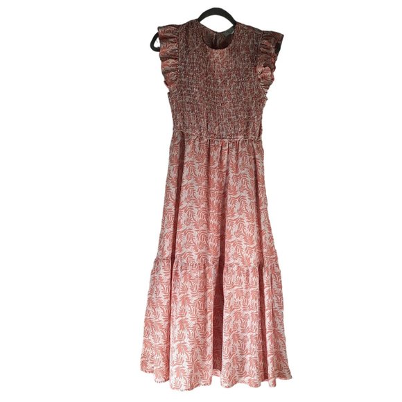 Hayden Los Angeles Botanical Print Smocked Ruffle Shoulder Dress - Picture 2 of 11